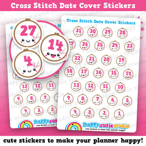31 Cute Cross Stitch/Sewing/Sew/Date Cover Planner Stickers