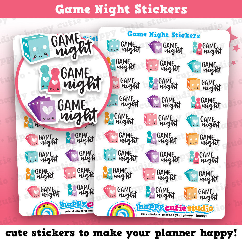 27 Cute Game Night/Games Night/Cards/Dice Planner Stickers