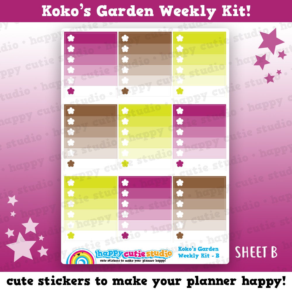 Koko&#39;s Garden/Gardening Weekly Kit, Planner Stickers
