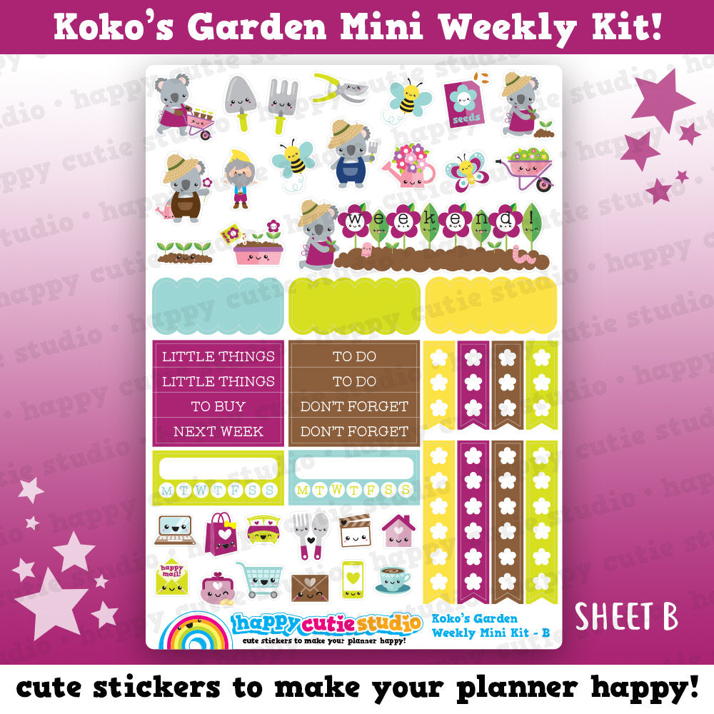 Koko&#39;s Garden/Gardening MINI Weekly Kit, Planner Stickers