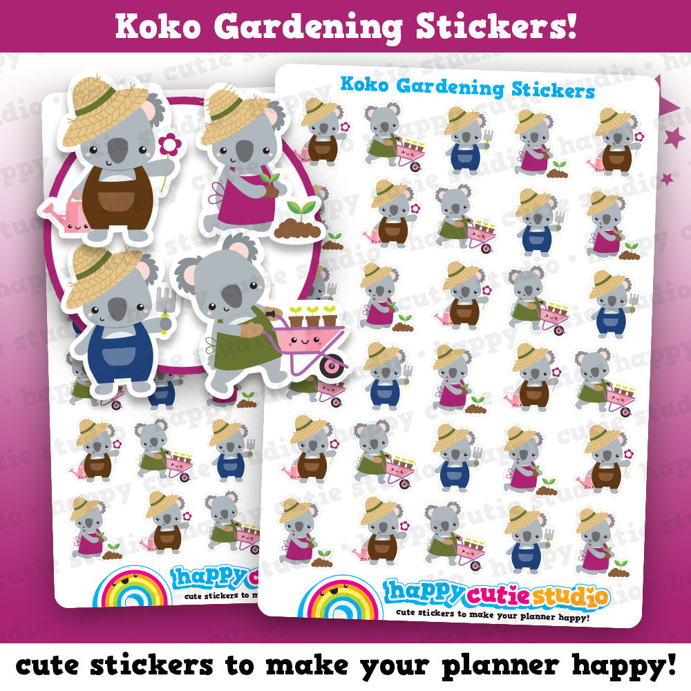 30 Cute Koko the Koala Gardening Planner Stickers