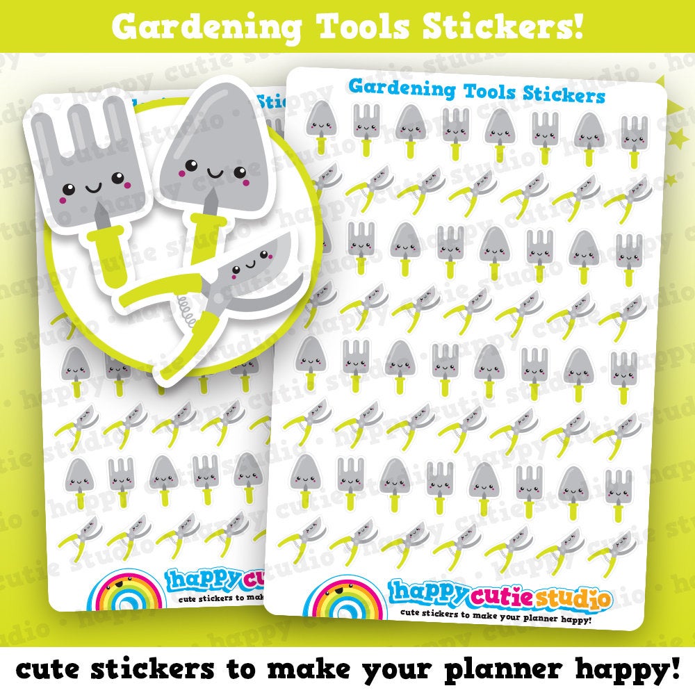 60 Cute Gardening Tools/Spade/Fork/Secateurs Planner Stickers