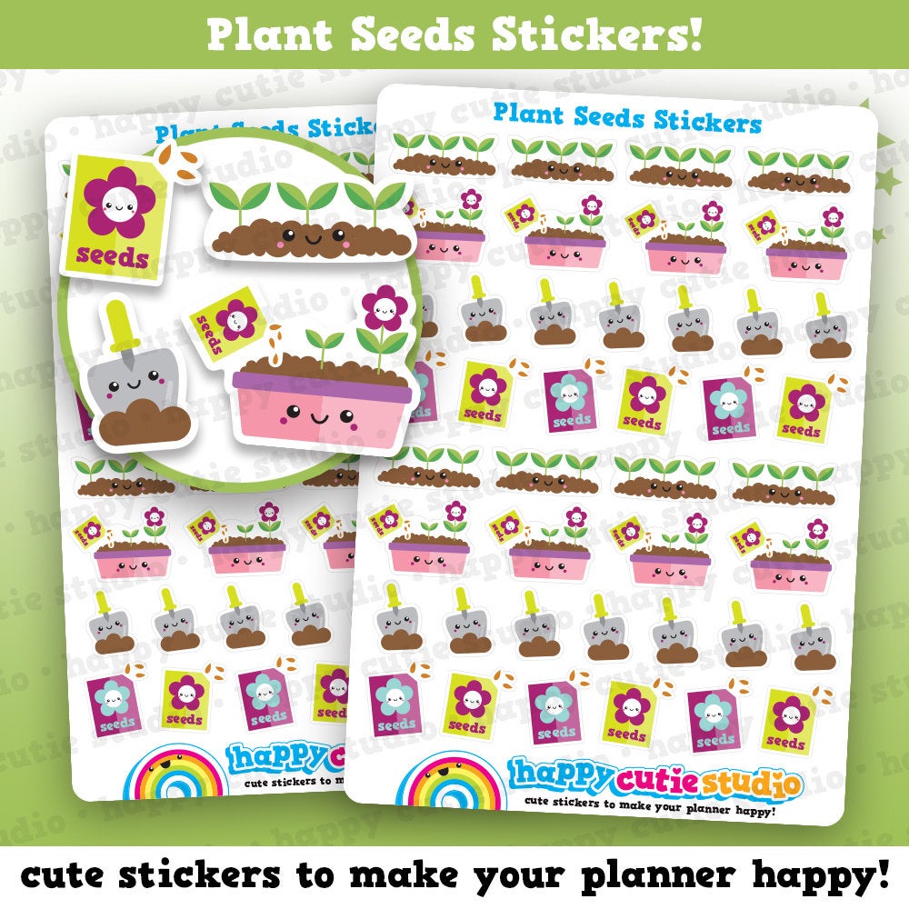 42 Cute Plant Seeds/Garden Jobs/Seeds Planner Stickers