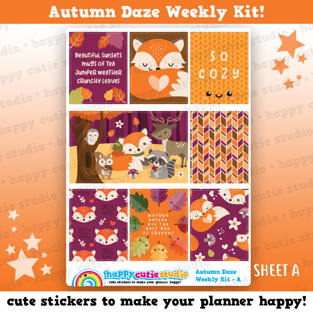 Autumn Daze/Autumn/Fall Weekly Kit, Planner Stickers