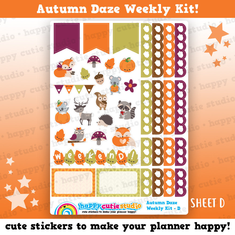 Autumn Daze/Autumn/Fall Weekly Kit, Planner Stickers