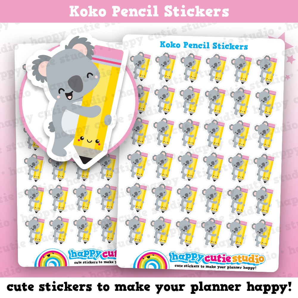 36 Cute Koko the Koala Pencil/Drawing/Art Planner Stickers
