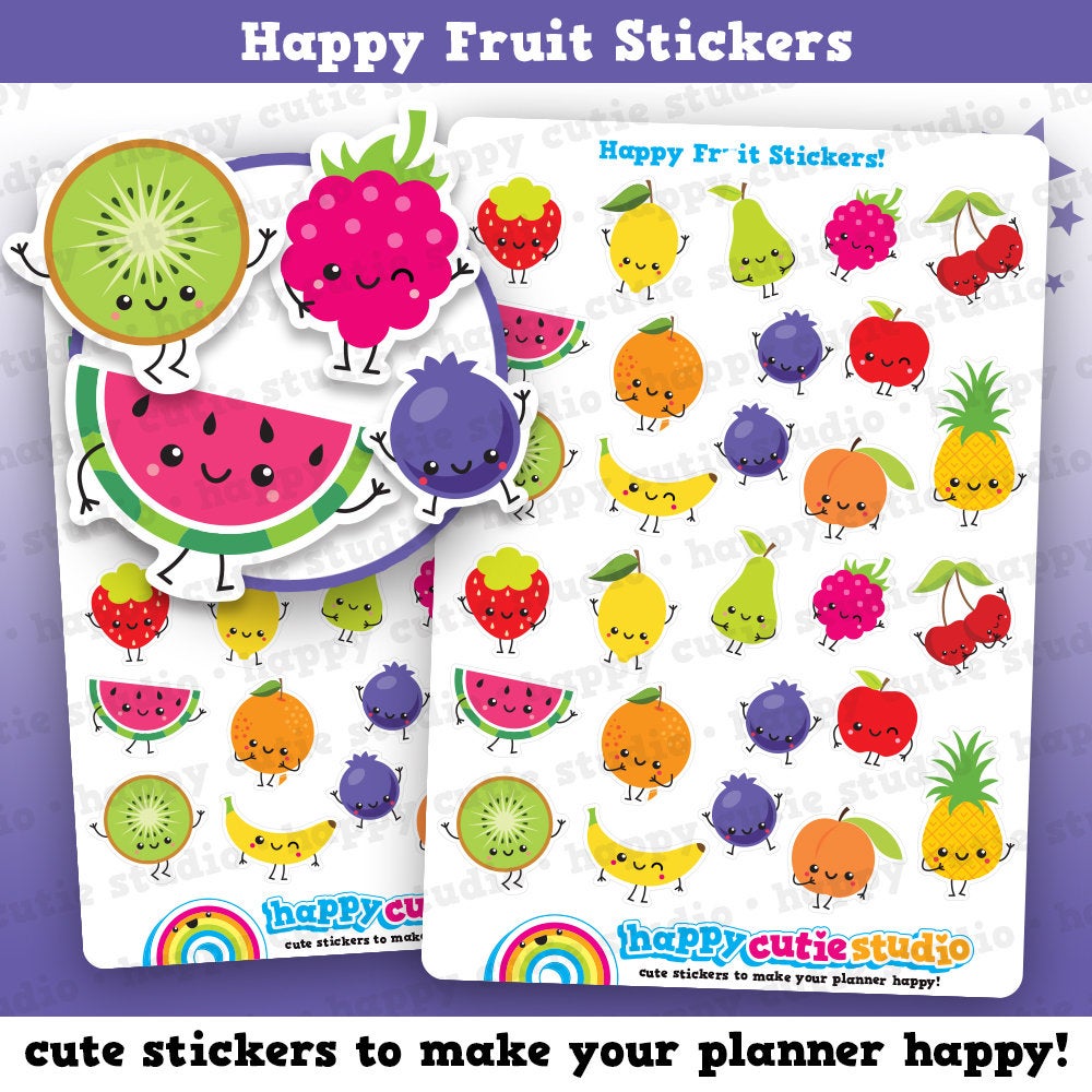 28 Cute Happy Fruit/Health/Healthy Eating Planner Stickers