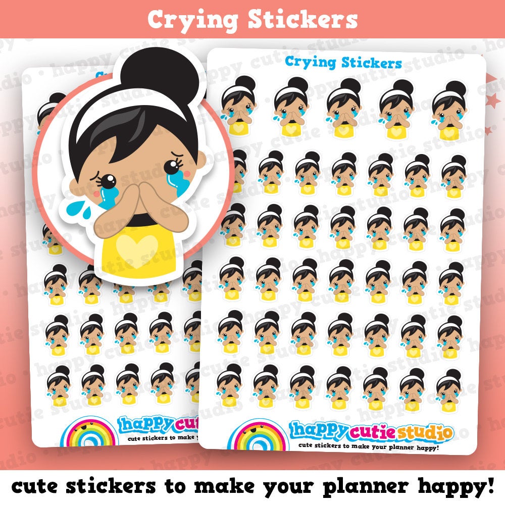 40 Cute Crying/Sad/Emotional/Bad Day Girl Planner Stickers