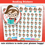 41 Cute Reading/Library Girl Planner Stickers