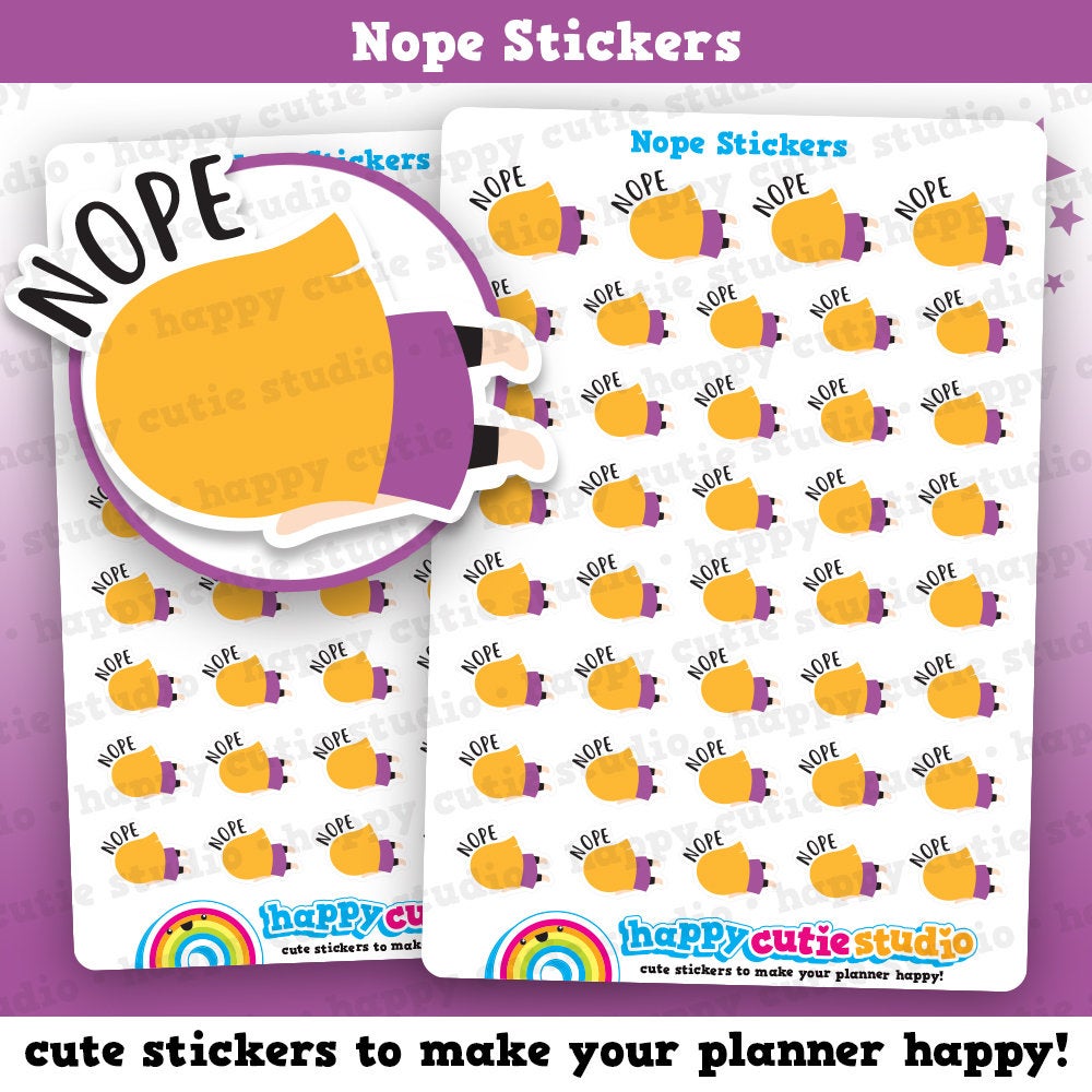 39 Cute Nope/Not Today Girl Planner Stickers
