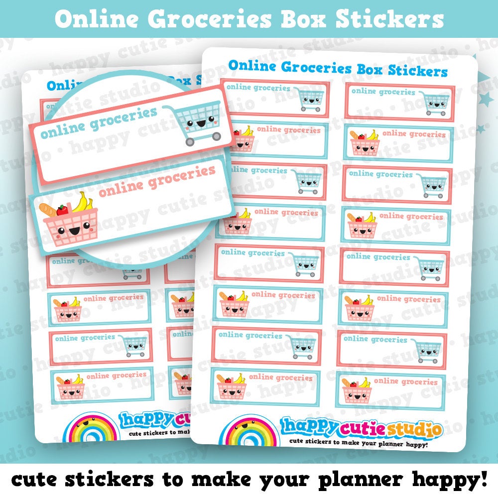 16 Cute Online Groceries Box/Tracker/Shopping/Food Planner Stickers