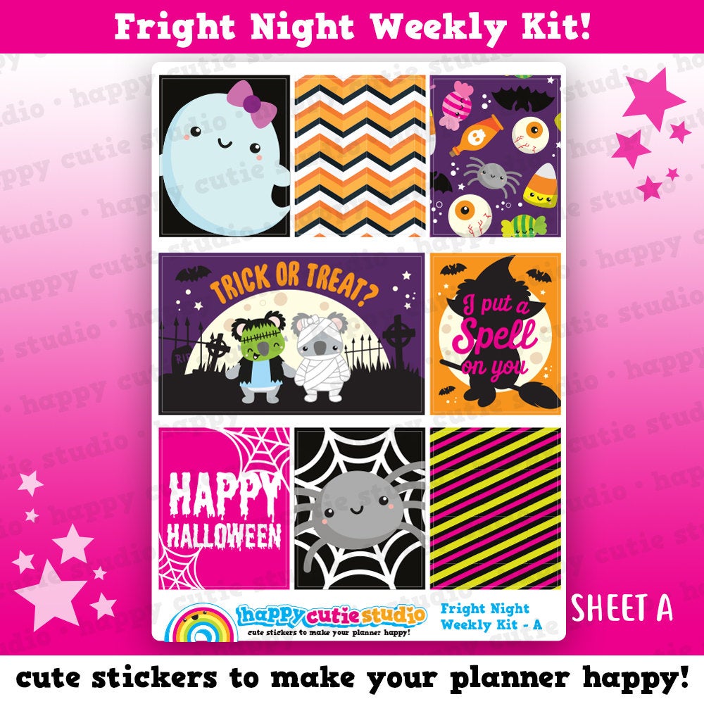 Fright Night/Halloween/Spooky Weekly Kit, Planner Stickers