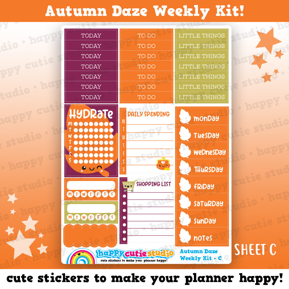 Autumn Daze/Autumn/Fall Weekly Kit, Planner Stickers