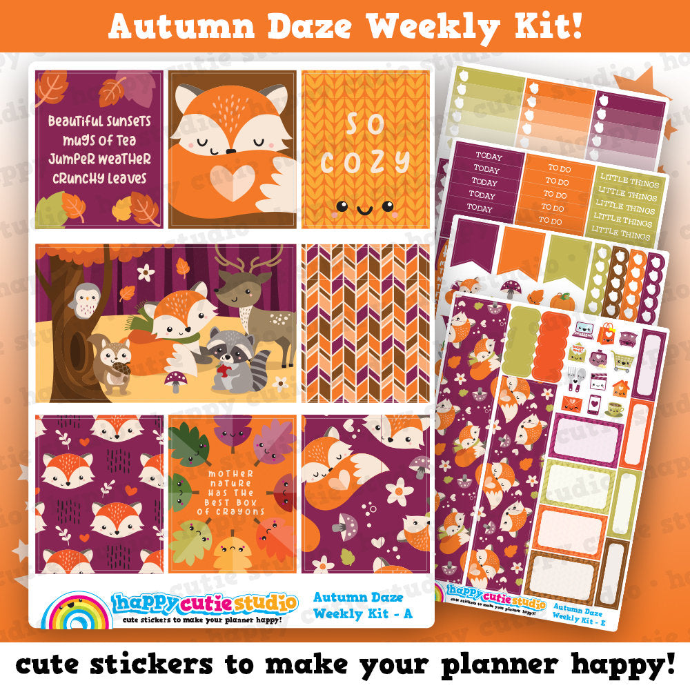 Autumn Daze/Autumn/Fall Weekly Kit, Planner Stickers