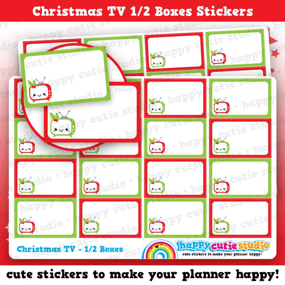 16 Cute Christmas TV Half Boxes/Cinema/Film Planner Stickers
