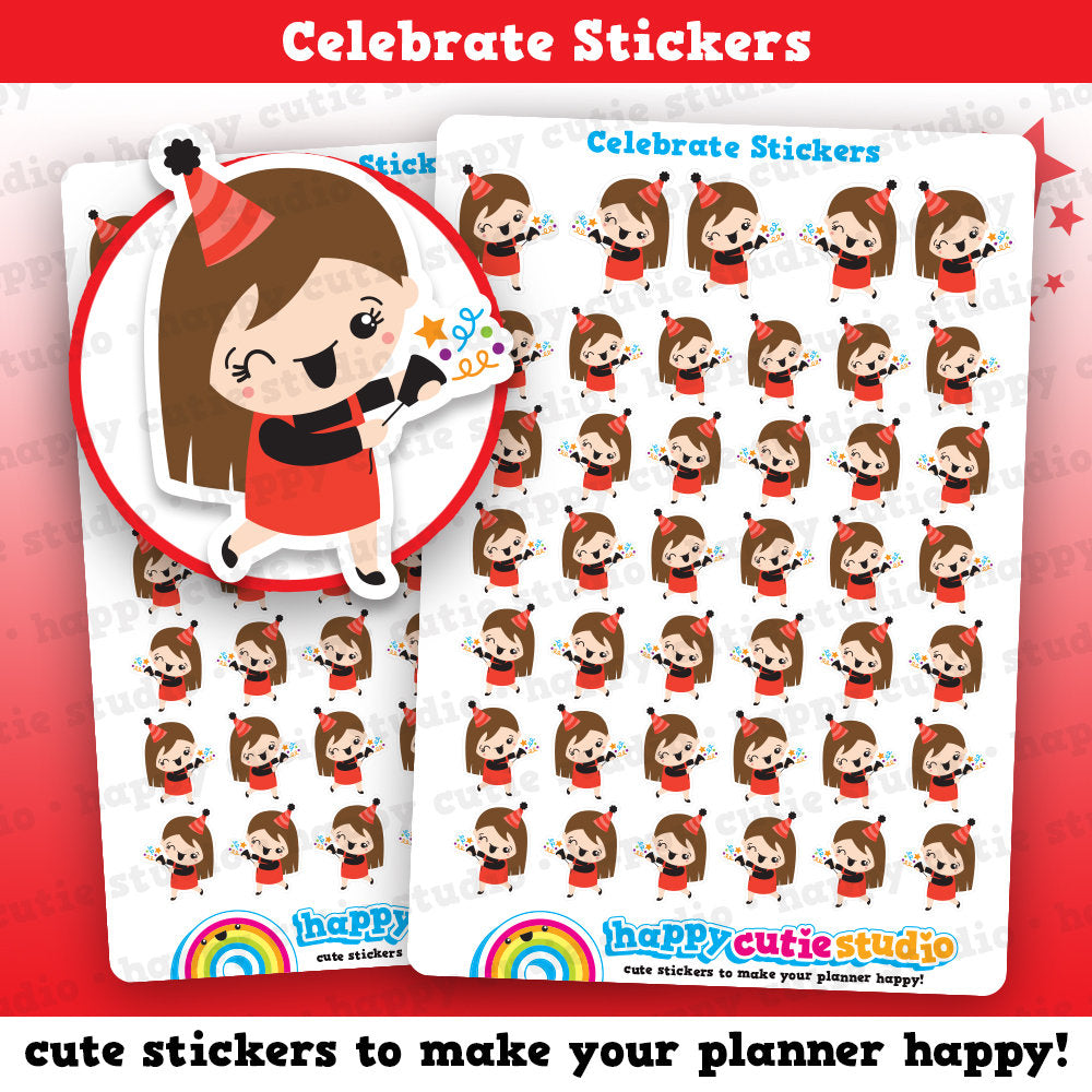 41 Cute Celebrate/Celebrating/Party Girl Planner Stickers