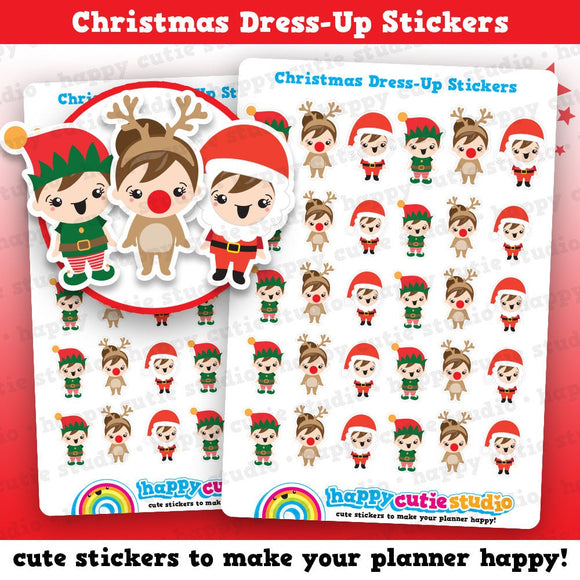 36 Cute Christmas Dress-Up/Costume/Outfit Girl Planner Stickers