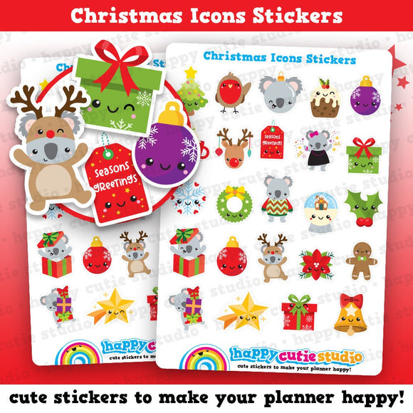 24 Cute Christmas Icons/Festive/Holidays Planner Stickers