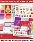 Festive Fun/Christmas/Holidays MINI Weekly Kit, Planner Stickers