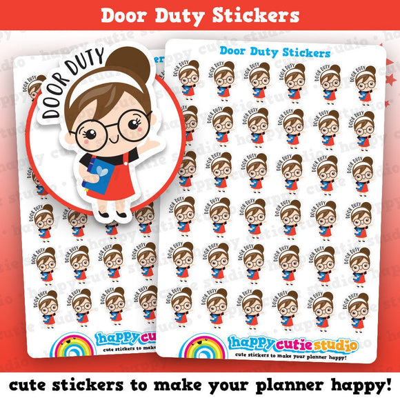 36 Cute Door Duty/Teacher Girl Planner Stickers