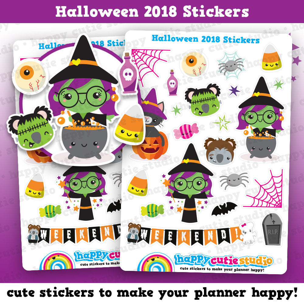 22 Cute Halloween 2018/Spooky/Witch/Pumpkin Planner Stickers