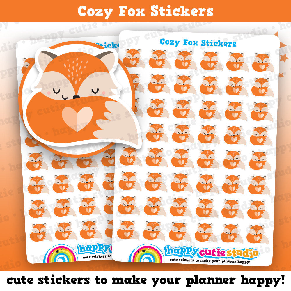 48 Cute Cozy Fox Planner Stickers