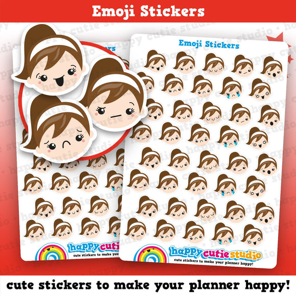40 Cute Emoti/Emotion/Mood Girl Planner Stickers