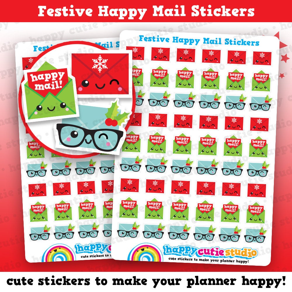 54 Cute Festive Happy Mail Planner Stickers