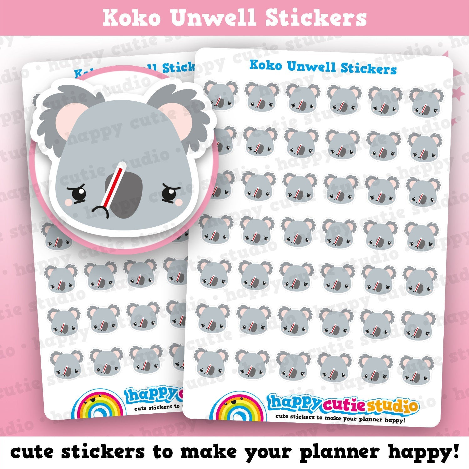 42 Cute Koko the Koala Unwell Planner Stickers