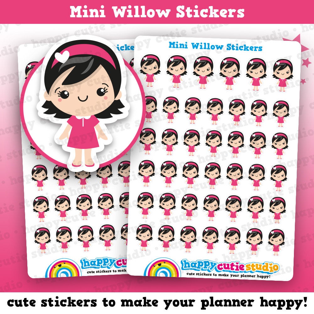 41 Cute Mini HCS Girlie Happy/Toddler/Child/Kid Planner Stickers