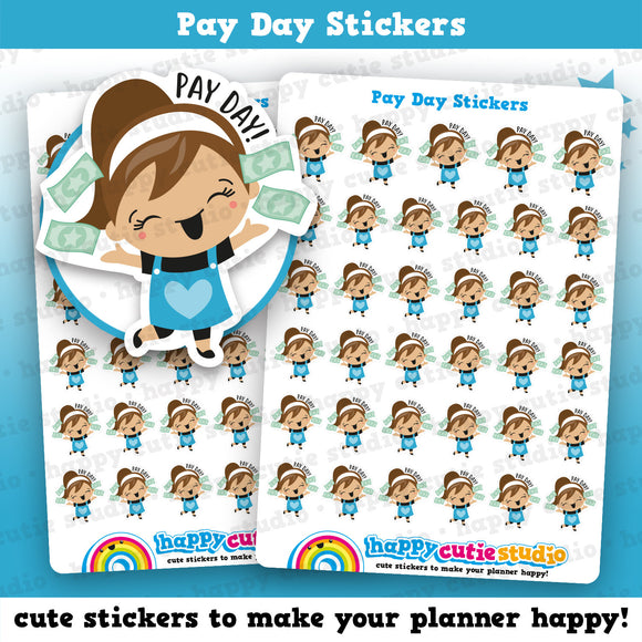 35 Cute Pay Day/Payday/Money Girl Planner Stickers