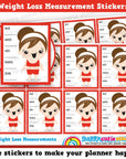 8 Cute Full Box Weight Loss Measurement/Diet/Health Planner Stickers