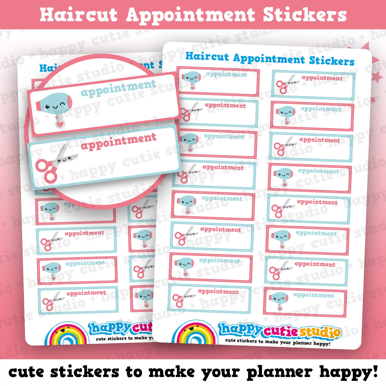 16 Cute Haircut Appointment/Reminder Planner Stickers