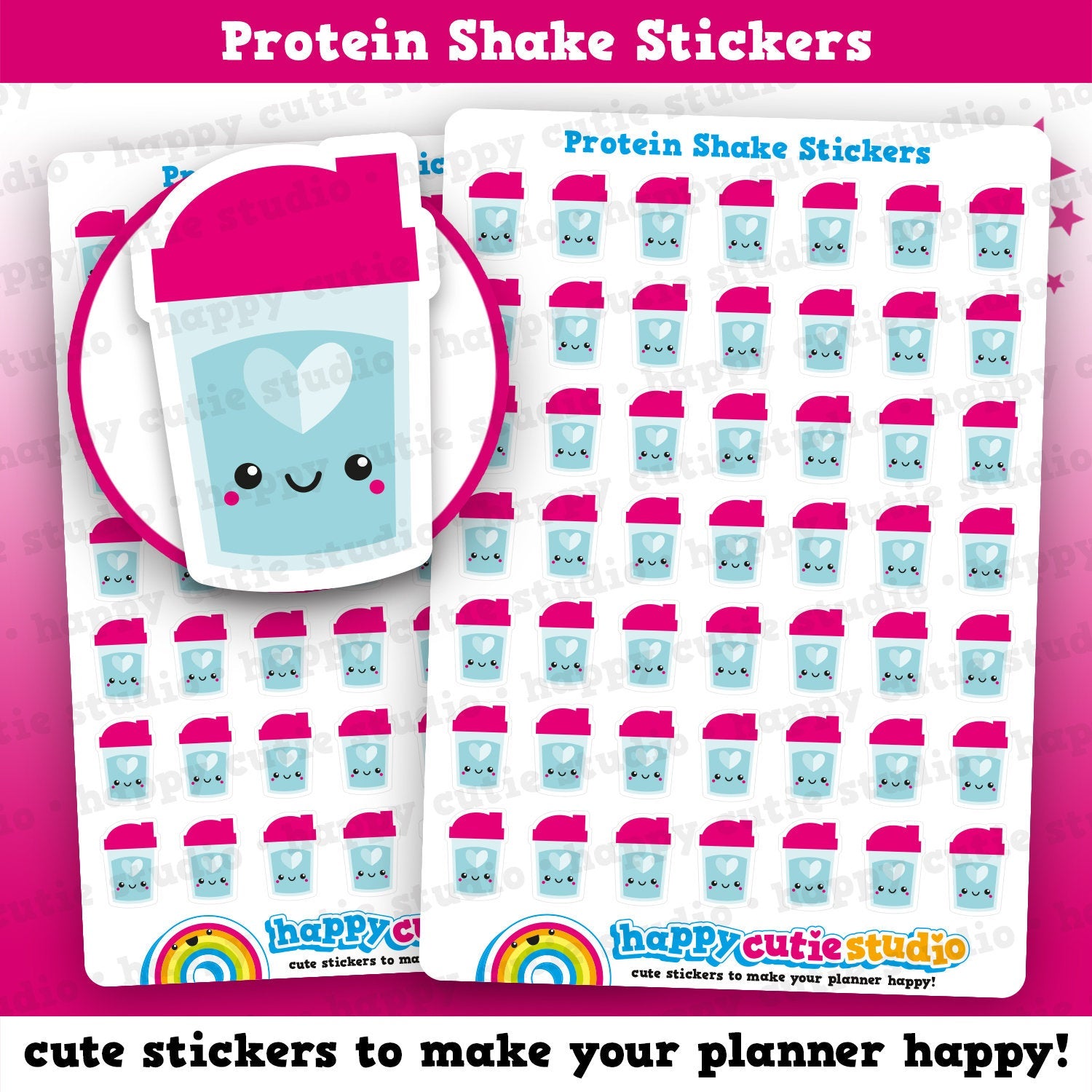 49 Cute Protein Shake Planner Stickers