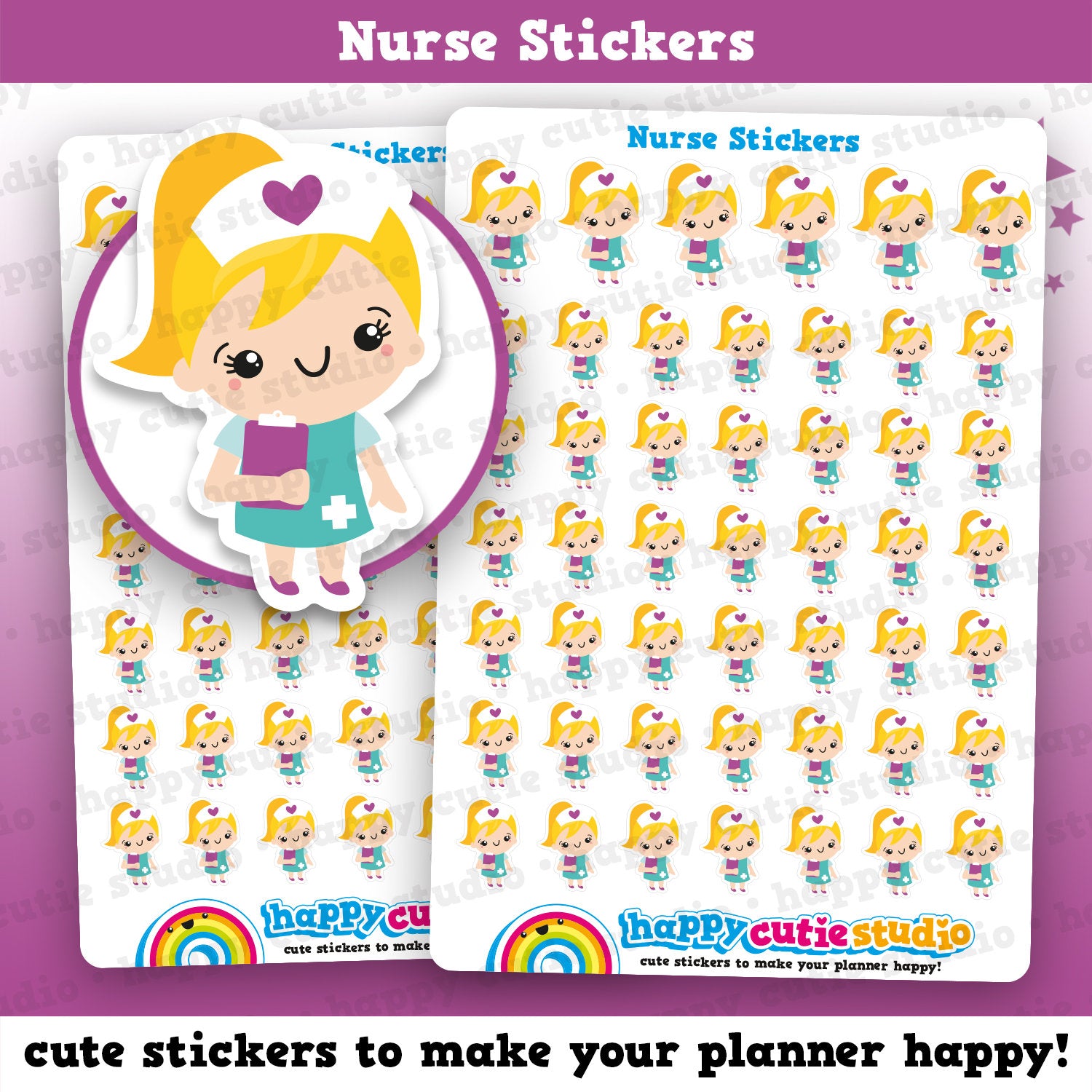 48 Cute Nurse/Doctor/Hospital Girl Planner Stickers