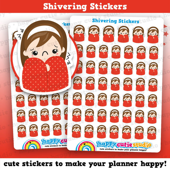 48 Cute Shiver/Unwell/Sick Girl Planner Stickers