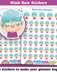 47 Cute Wash Hair/Pamper/Hair Girl Planner Stickers