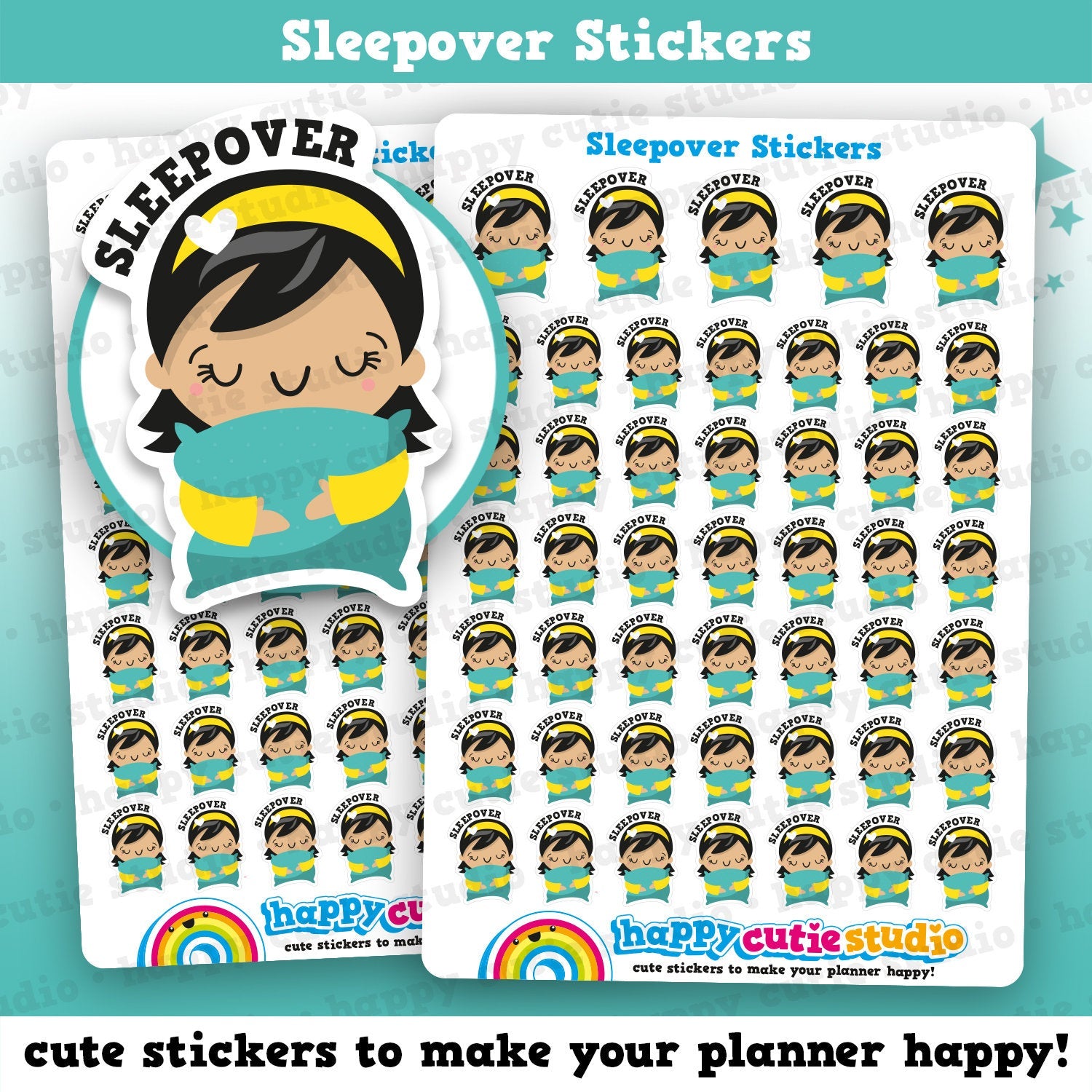 47 Cute Sleepover/Toddler/Pillow/Kid Planner Stickers