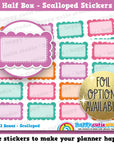 16 Cute Half Box Scalloped/Foil/Functional/Practical Planner Stickers