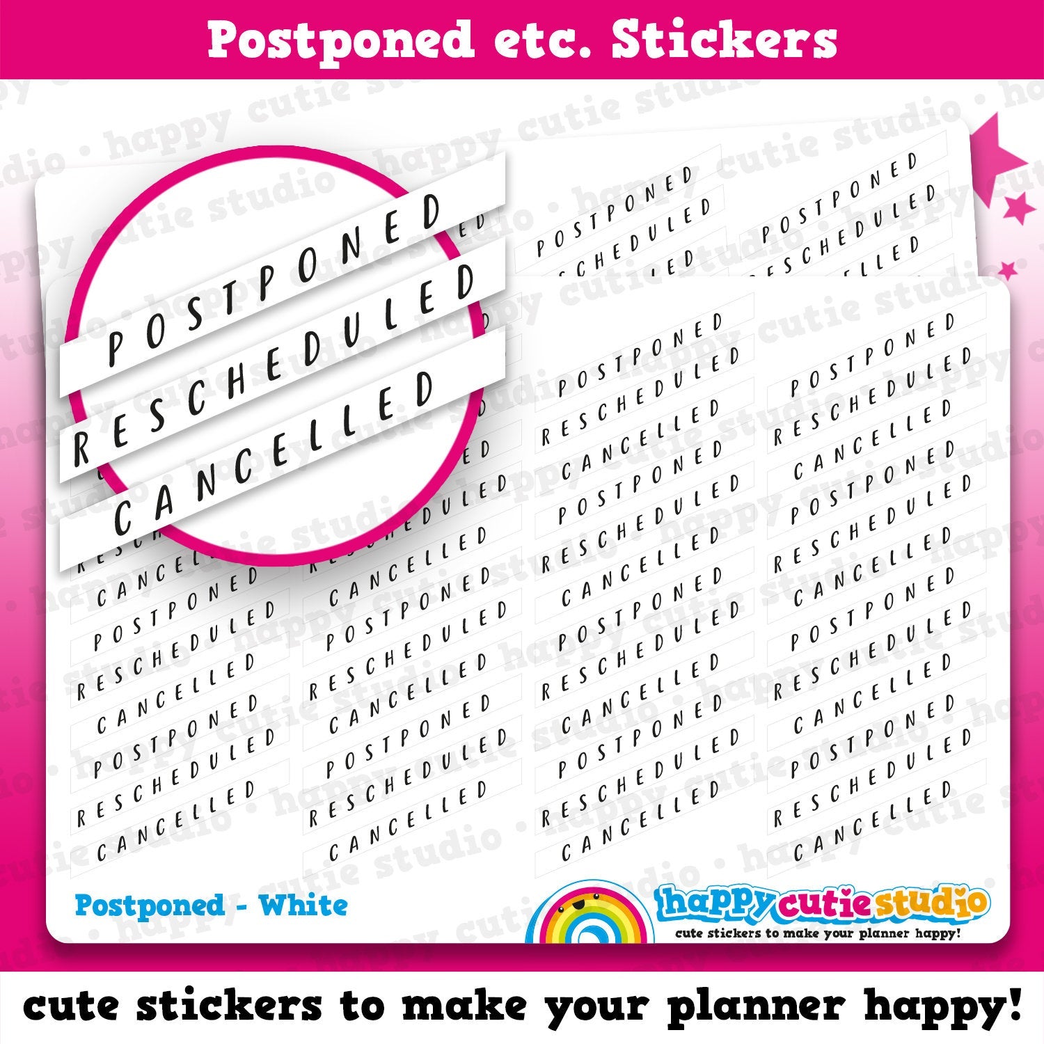 48 Cute Postponed/Rescheduled/Cancelled/Functional Planner Stickers