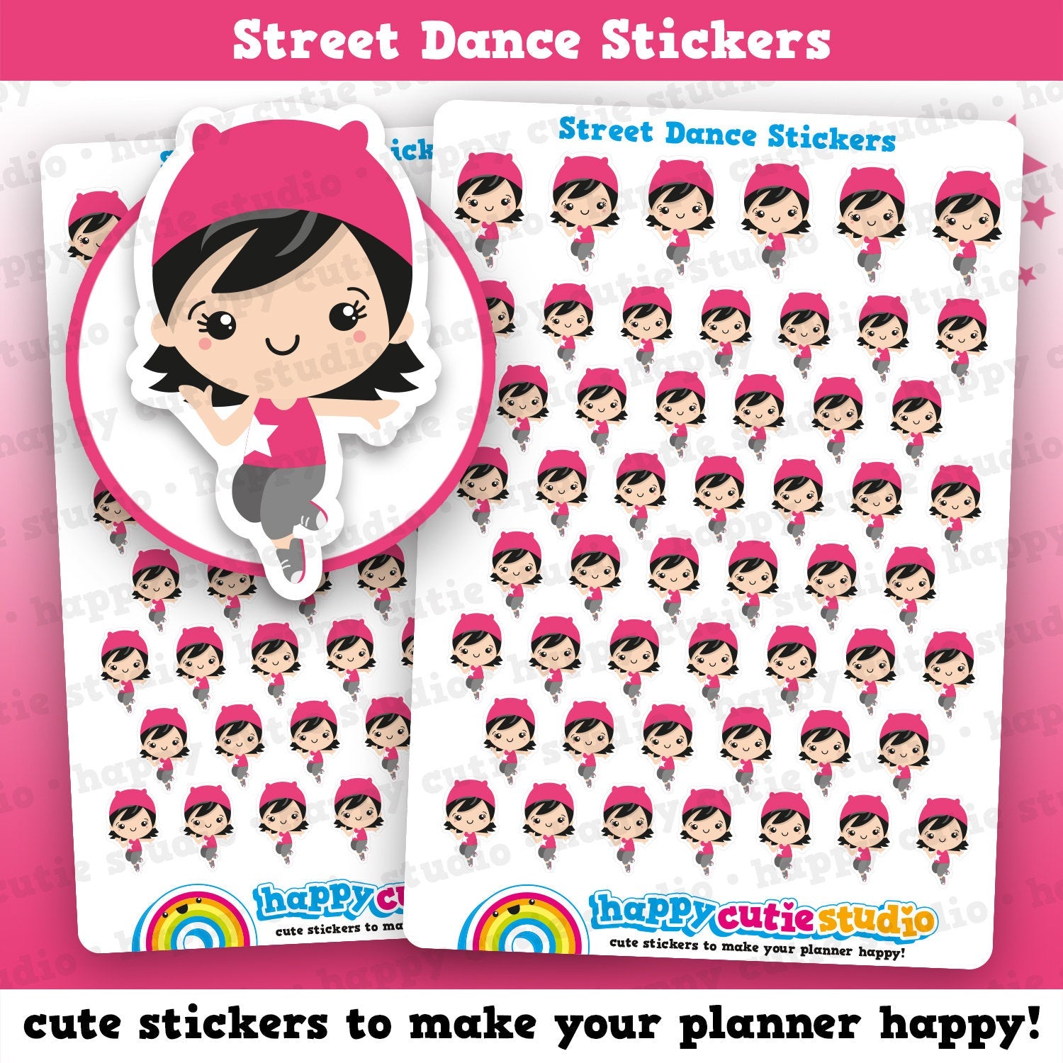 48 Cute Street Dance Girl Planner Stickers