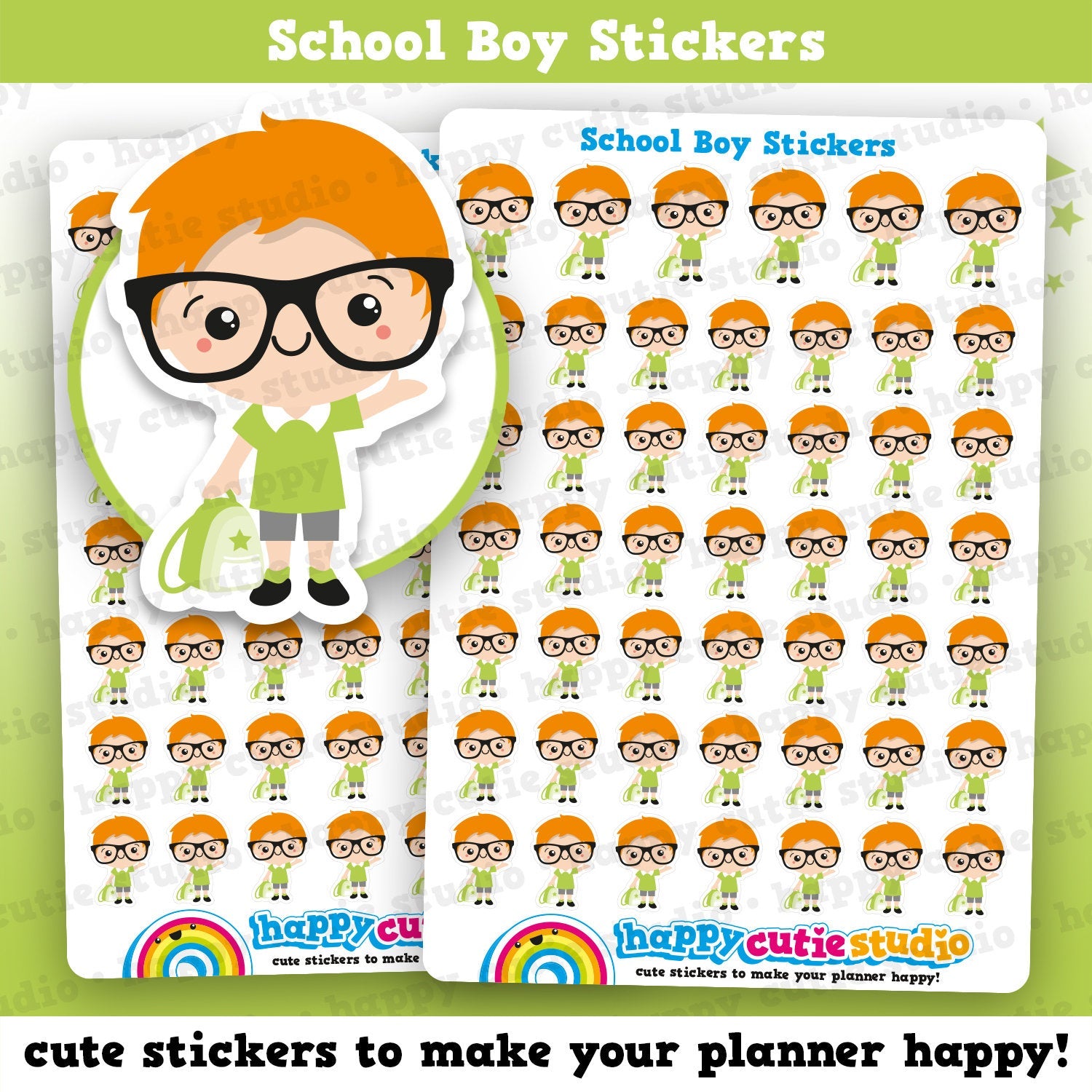 48 Cute School Boy Planner Stickers