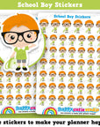 48 Cute School Boy Planner Stickers