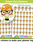42 Cute School Girl Planner Stickers