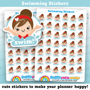 42 Cute Swim/Swimming Girl Planner Stickers