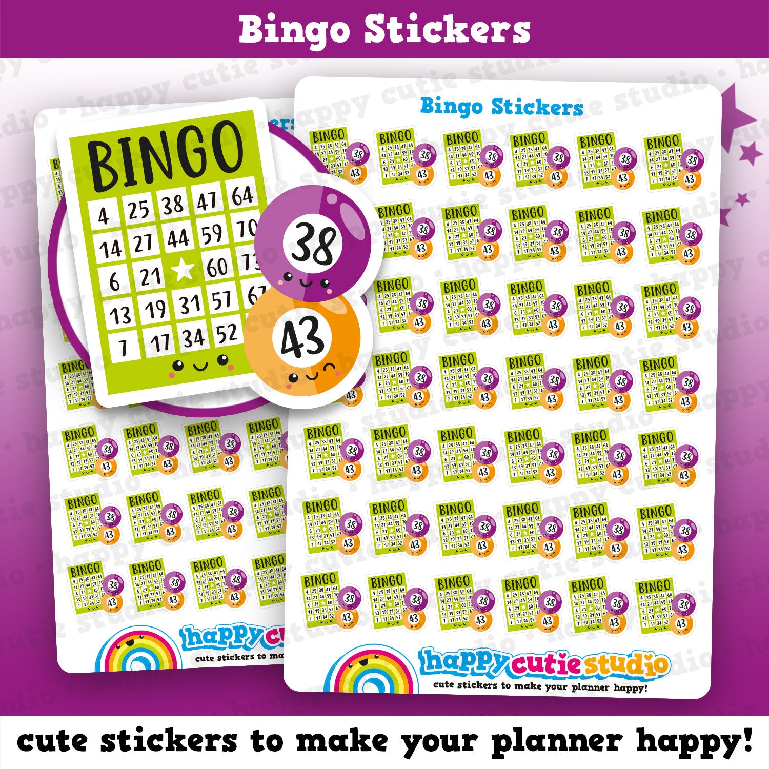 42 Cute Bingo/Ticket/Raffle Planner Stickers