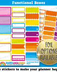 24 Cute Functional/Half/Quarter Boxes/Practical/Foil Planner Stickers