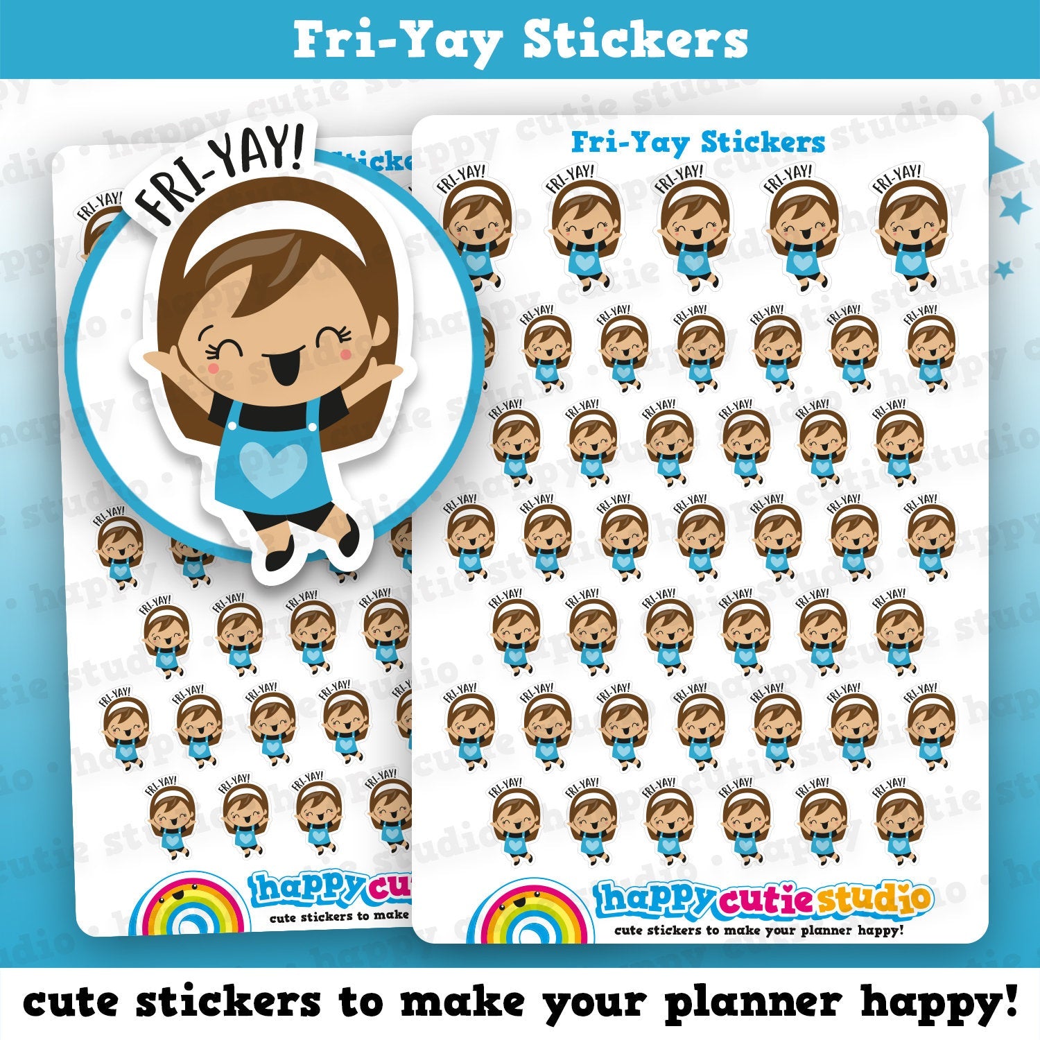 44 Cute Fri-yay.Happy Girl Planner Stickers