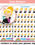 40 Cute Cozy/Relax/Tea/Coffee Girl Planner Stickers