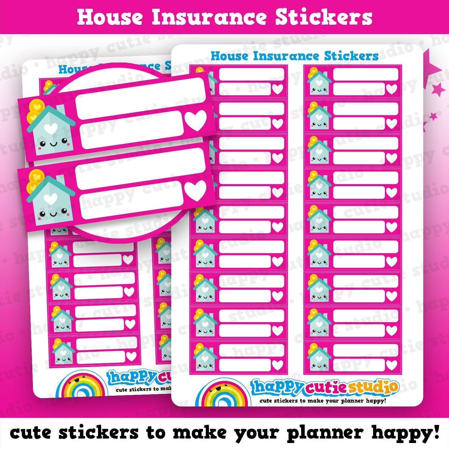 18 Cute House Insurance Bill/Pay Bill Reminder Planner Stickers